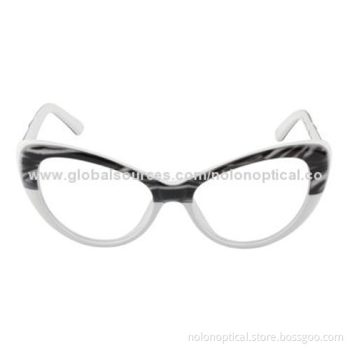 Black/White Stripe Cat Eye Optical Frame